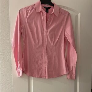 White House Black Market Pink and White Striped Blouse